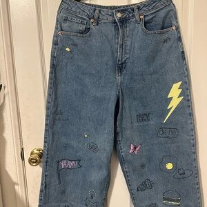 Wide Legged Jeans with Fun Designs